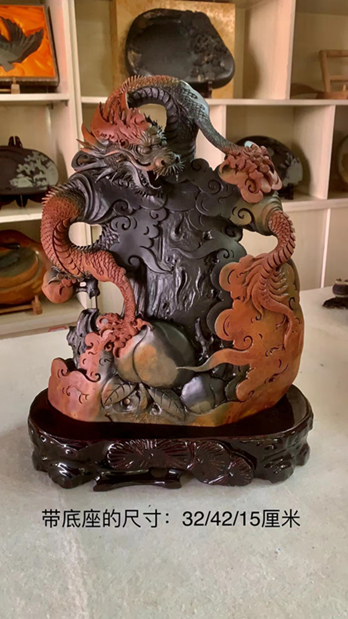 摆件倒流香肇庆端砚梅花坑老坑仔纯手工易水砚高山流水加湿器摆台