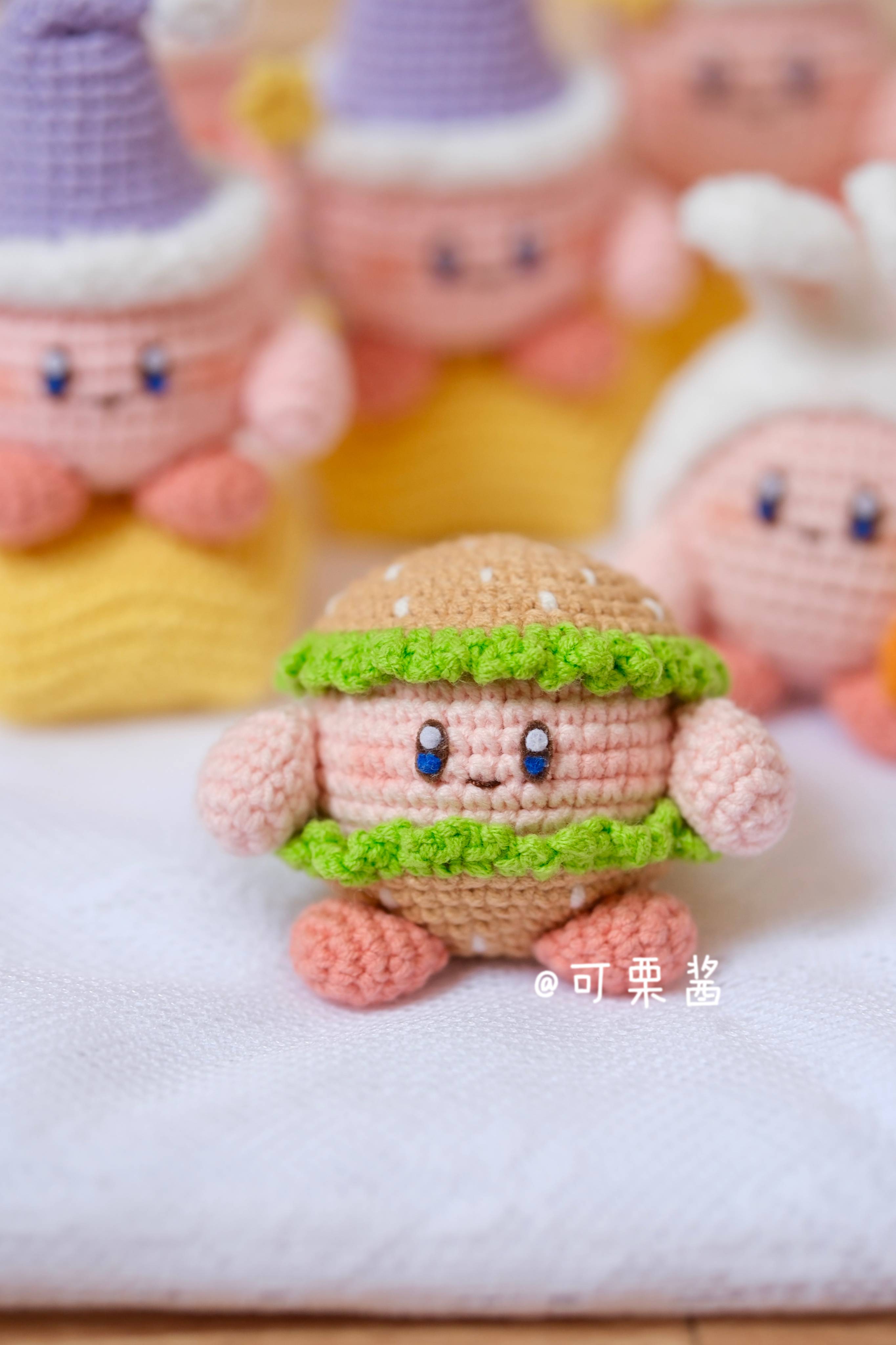 星之卡比系列钩针钩织diy零基础毛线编织教程汉堡星之卡比材料包