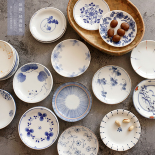 日本制丨古朴植物纹饰陶瓷圆形小碟日式骨头碟调味酱料小吃盘碟子