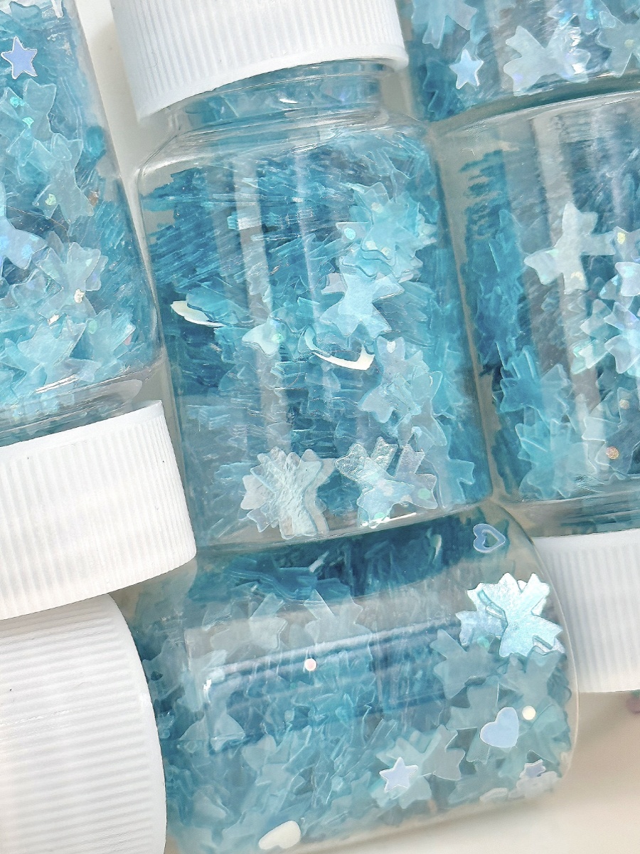 透蓝蝴蝶结捏捏乐填充物ninizishop硅胶滴胶装饰品可爱ins