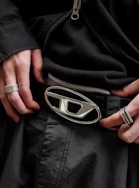 VIBE ACW头层牛皮D字母美式潮牌复古男士潮百搭个性女扣带皮腰带