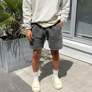 FOG Represent REP美式复古潮牌重磅做旧灰色男士夏季抽绳短裤子