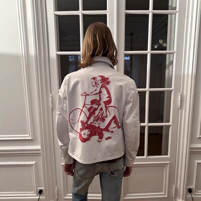 ERD GFKC忧郁的富二代25SS小羊皮自行车机车做旧破坏皮衣夹克潮