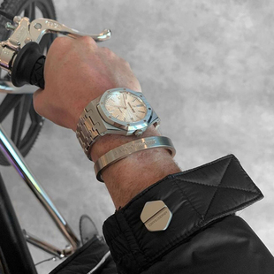 高定系列！925银手镯欧美高级感极简冷淡风男士情侣开口女生手环