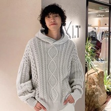 FOG GFKC美式ESSENTIALS麻花连帽针织毛衣男情侣冬季休闲时尚卫衣