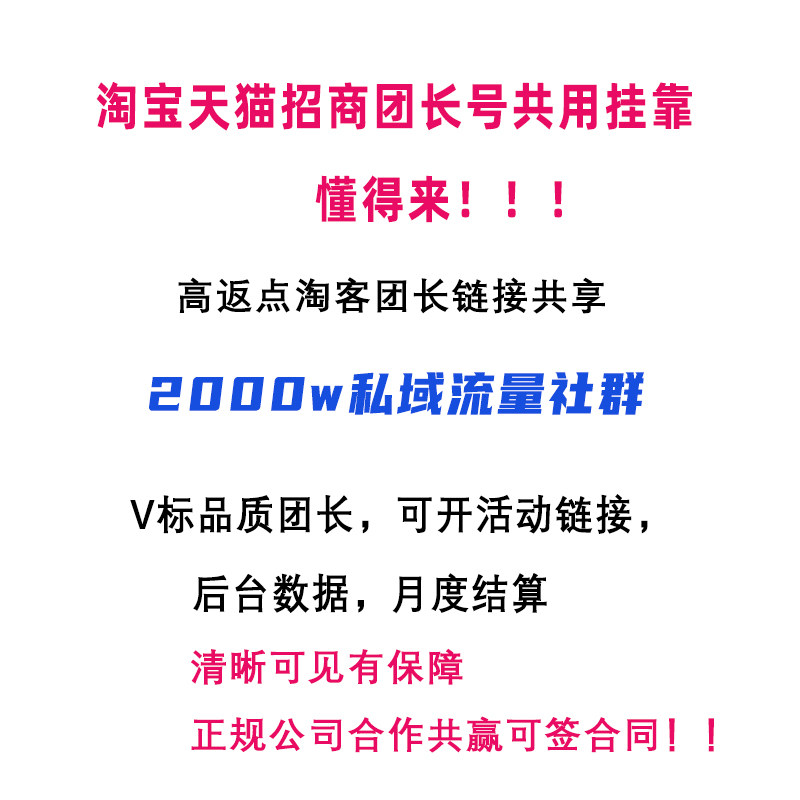 淘客联盟团长挂靠淘宝招商团长挂商务服务