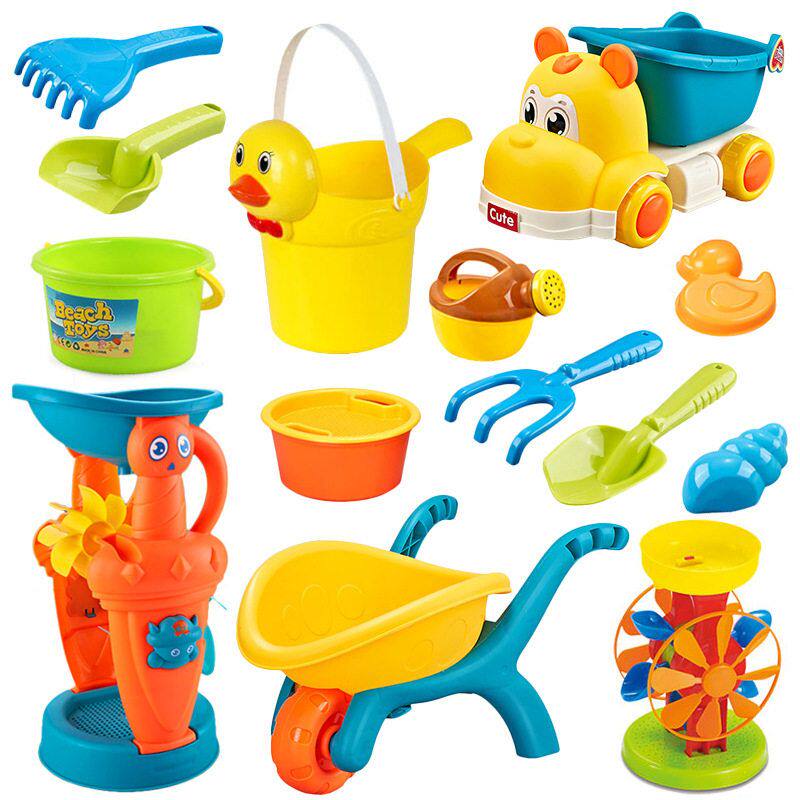 儿童赶海沙滩玩具套装宝宝塑料挖沙工具沙池铲子沙漏手推车戏水桶