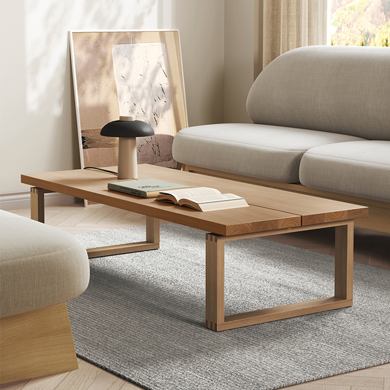 白蜡木实木茶几厚实大台面多用途