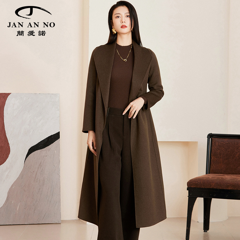 简爱诺气质深咖色牦牛绒大衣