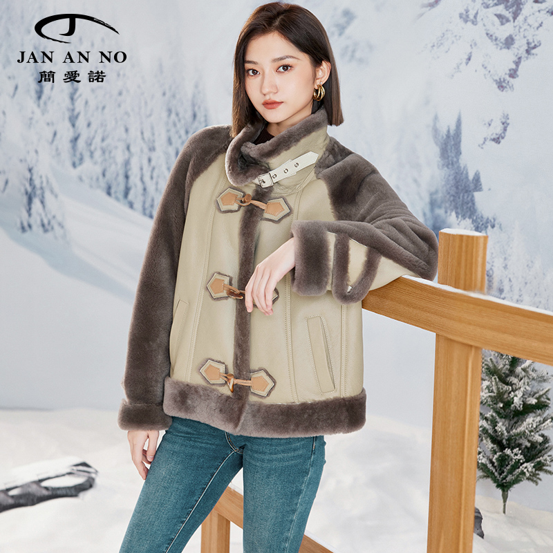 简爱诺皮毛一体羊毛革外套