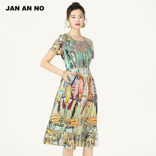 简爱诺印花连衣裙jananno