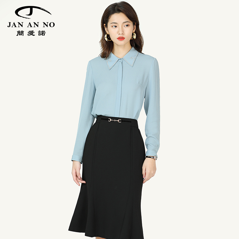 夏季桑蚕丝长袖修身衬衣