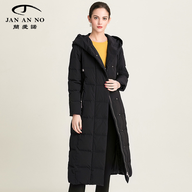 简爱诺黑色连帽加厚保暖羽绒服