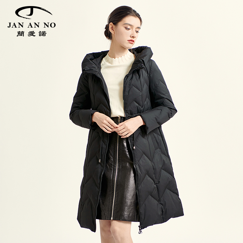 JAN AN NO简爱诺高级感抽绳收腰连帽微阔羽绒服冬新款J2070105YR