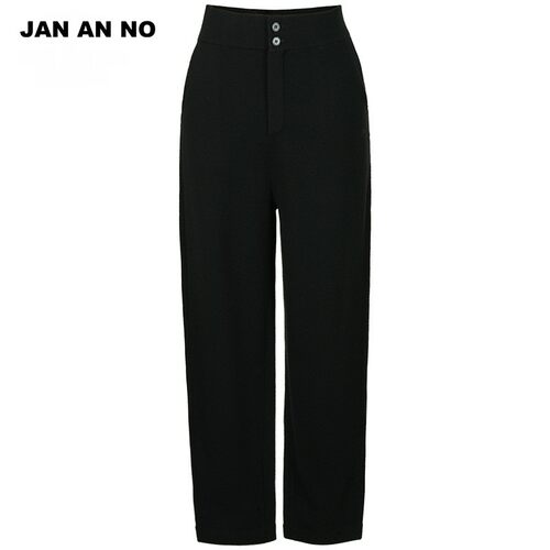 JAN AN NO 简爱诺通勤纯色100%绵羊毛直筒休闲裤春秋冬JA080621DK