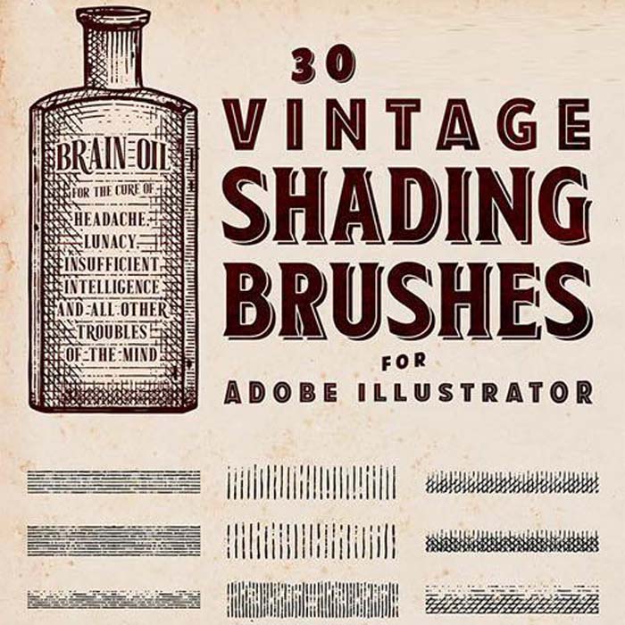 A0897矢量AI设计素材 30个复古版画风格海报插画AI笔刷插件