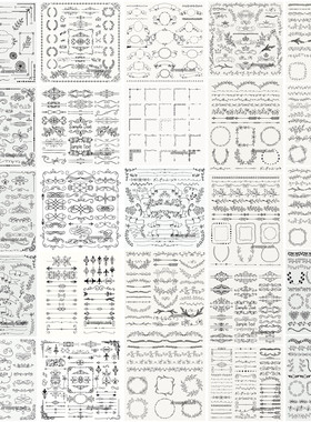 [622]AI矢量设计素材 复古欧式花纹蔓藤花角边框花边卷草树叶线条