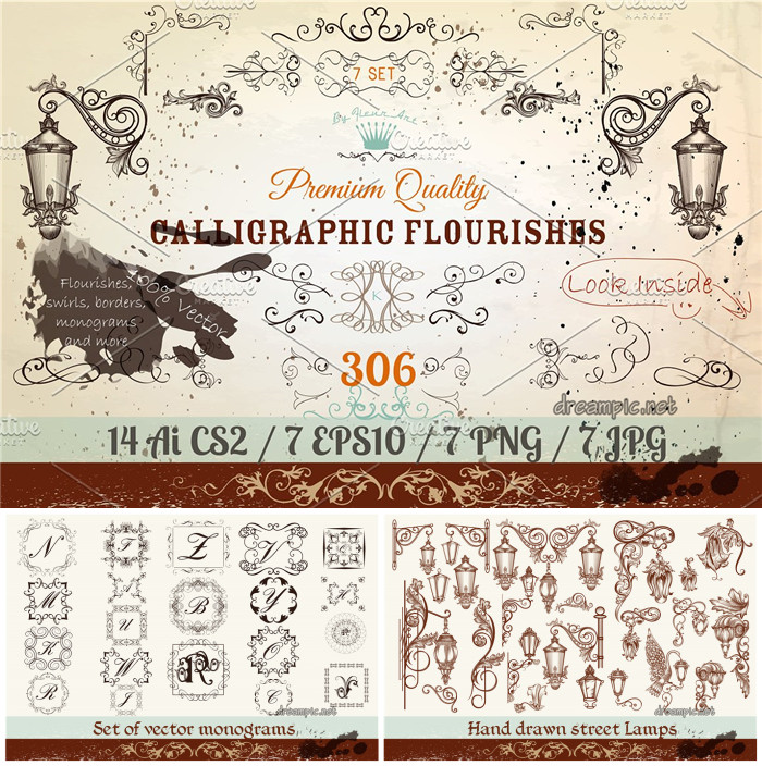 A0087矢量AI设计素材 复古欧式巴洛克花纹边框纹样花边角logo