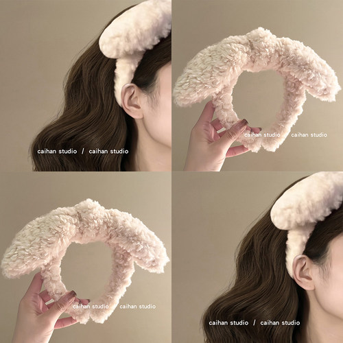 软糯小兔~毛绒绒兔耳朵发箍
