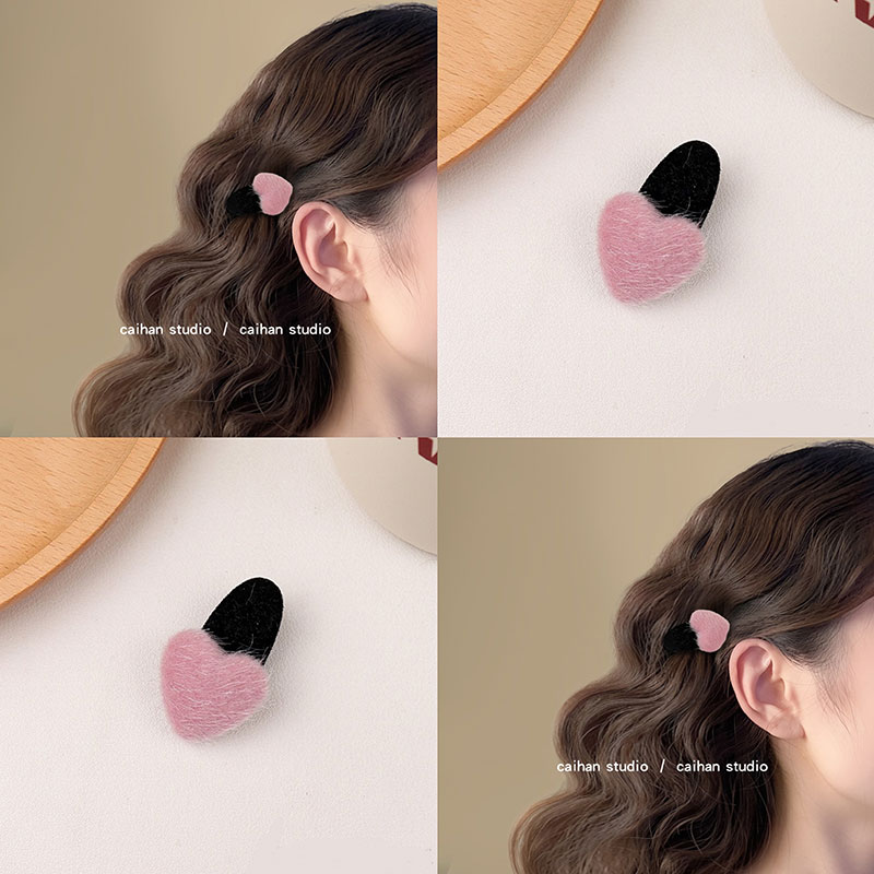 少女心爆棚！毛线爱心发夹！