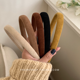 韩国秋冬绒面细发箍女法式 发箍发卡 复古压发头箍发捆2022网红爆款