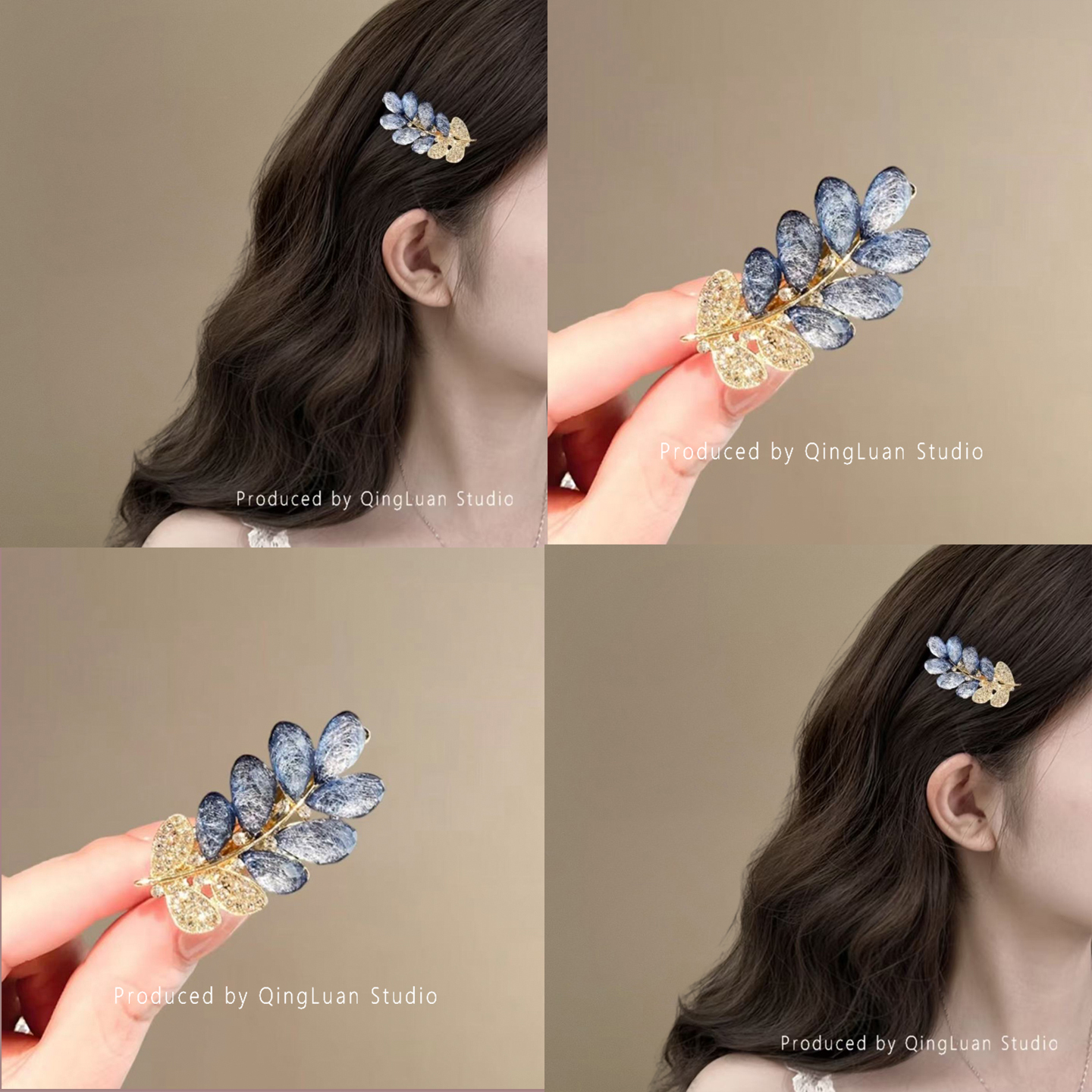 夏时花序~麦穗水晶琉璃发夹