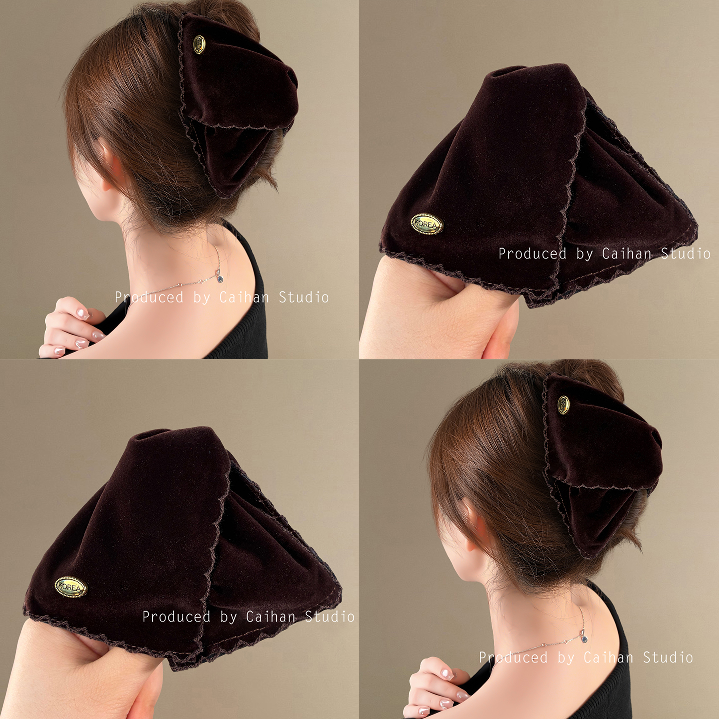 巴黎晚报~法式复古植绒三角抓夹