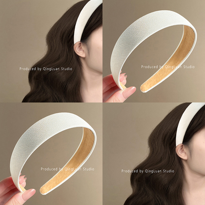 柔光云朵白~纯色缎面发箍新款