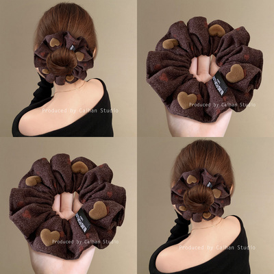 焦糖心曲~韩系咖色爱心大肠发圈