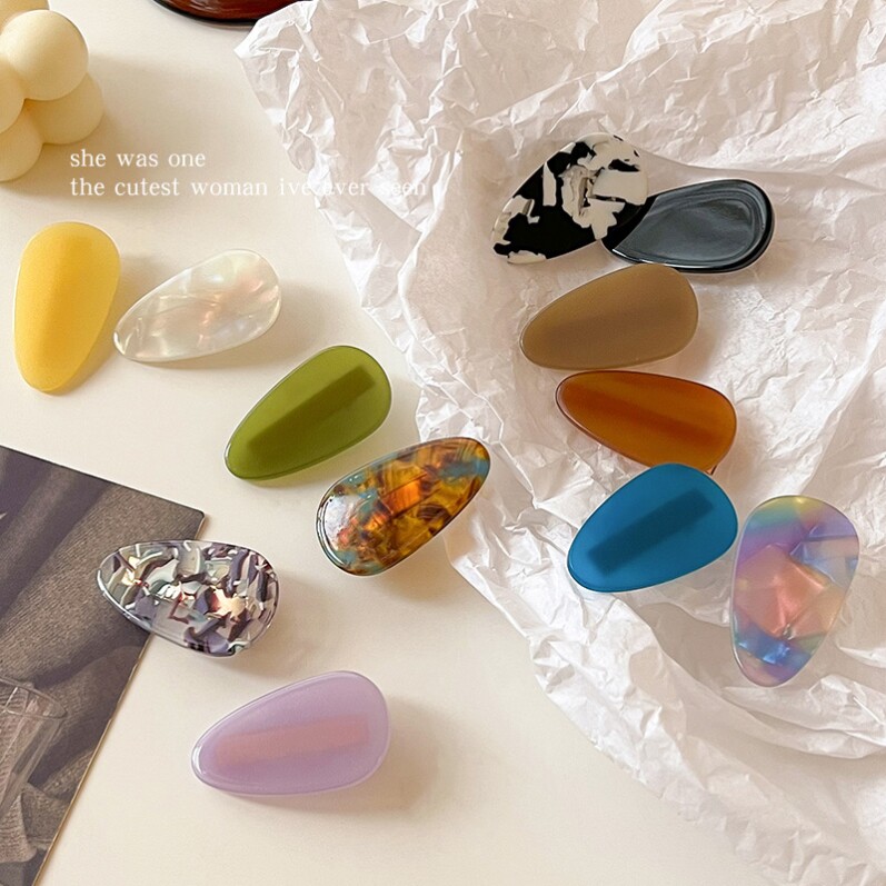 大理石纹小发夹女刘海前额侧边夹新款高端鸭嘴一字夹子头饰碎发夹