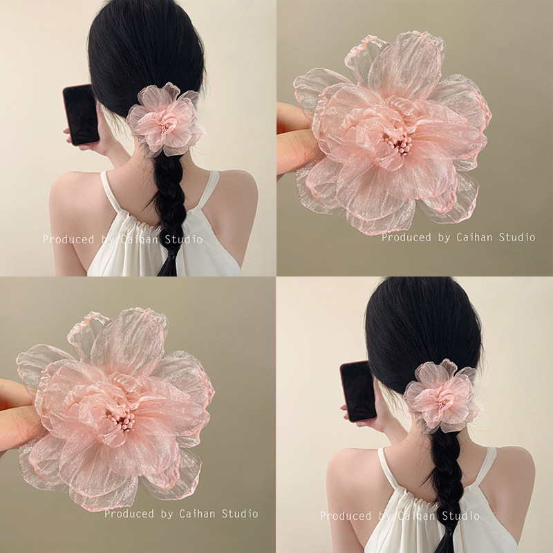 冰纱牡丹~超仙甜美花朵鸭嘴夹发夹女后脑勺高级感无痕刘海夹发饰,户外/登山/野营/旅行用品,旅行发卡,淘宝优惠券,粉丝福利购,淘宝优惠卷