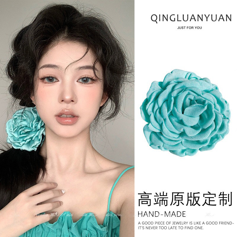 薄荷曼波~立体玫瑰抓夹core同款超仙法式仿真花朵发抓大号盘发器