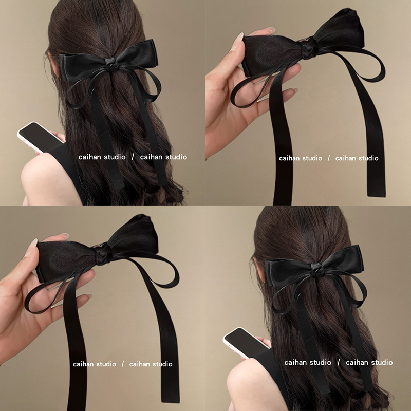 优雅黑天鹅！飘带蝴蝶结发夹！