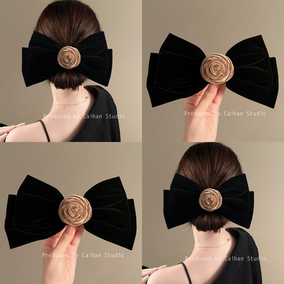 温莎庄园~复古丝绒大蝴蝶结发夹