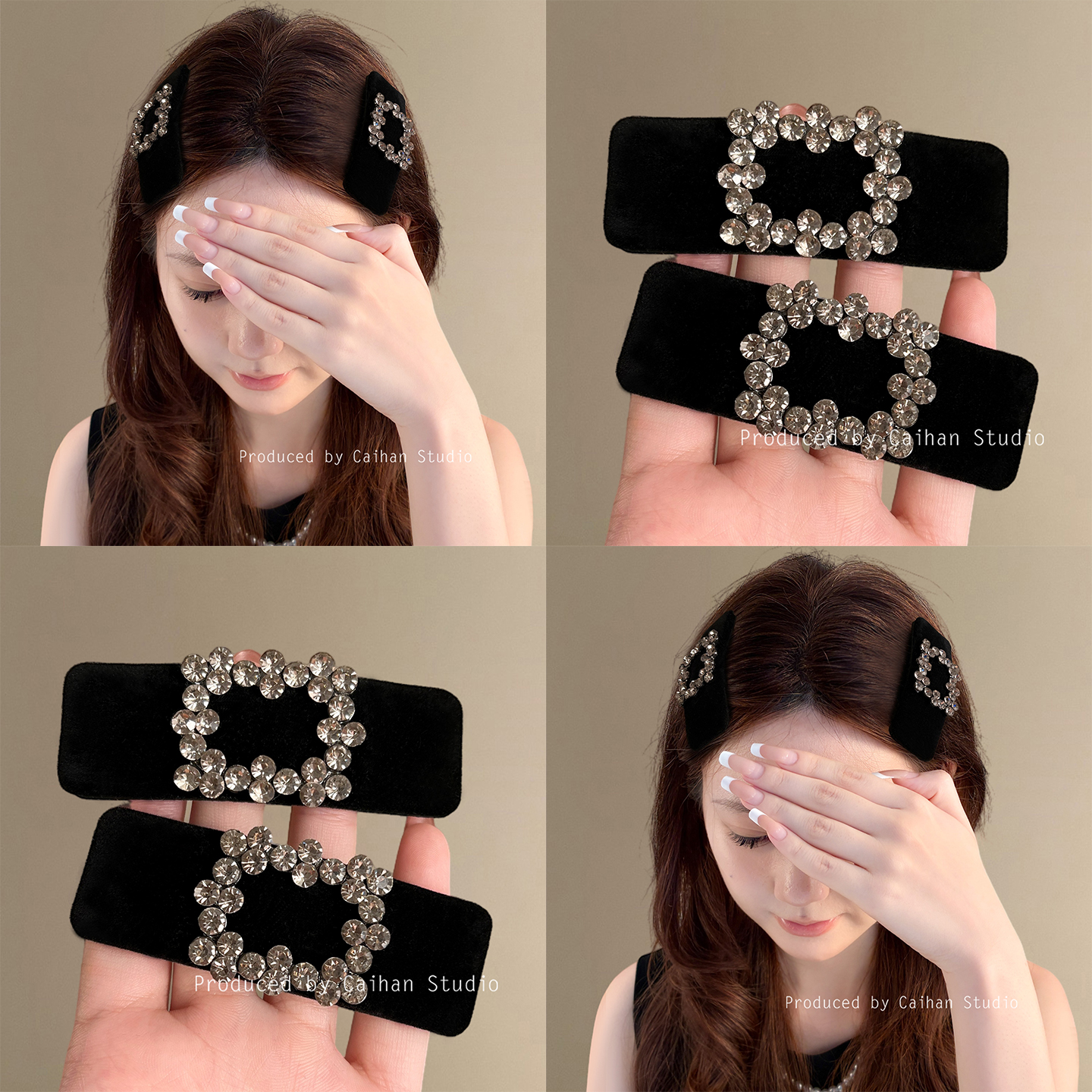 丝绒圆舞曲~韩国精致方钻发夹