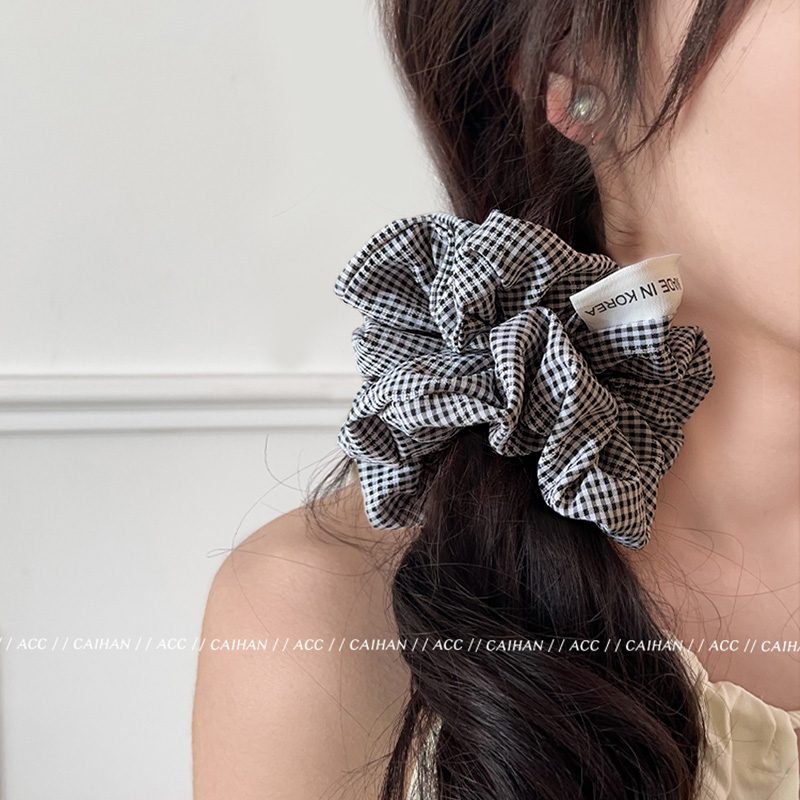 公主黑裙~韩系气质格纹大肠发圈
