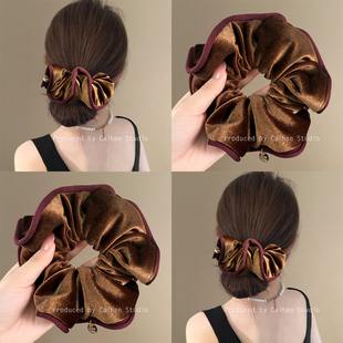 利亚德日落~法式复古丝绒大肠发圈秋冬高级感高弹力发绳旅行发卡