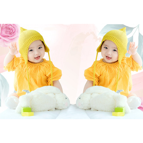 双胞胎萌宝宝画海报宝贝bb贴画婴儿墙贴画娃娃图片早教卧室孕妇报