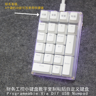 财务数字键盘自定义21键复制粘贴切换多功能带灯工控机械键盘静音