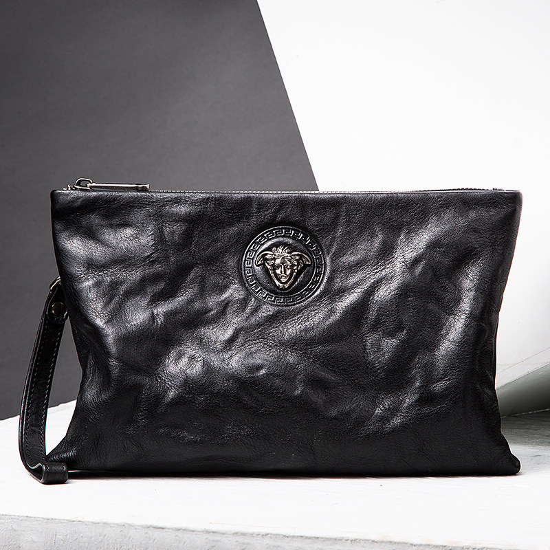 帕宾男士手包真皮手拿包大容量牛皮男包商务手抓包信封包软牛皮潮