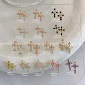 美甲十字架饰品锆石复古骷髅头朋克风超闪网红克罗流行指甲配饰品