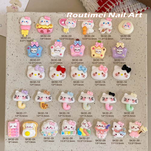 新款树脂卡通指甲配件百搭雨伞猫头蝴蝶结小星星爆款可爱指甲饰品