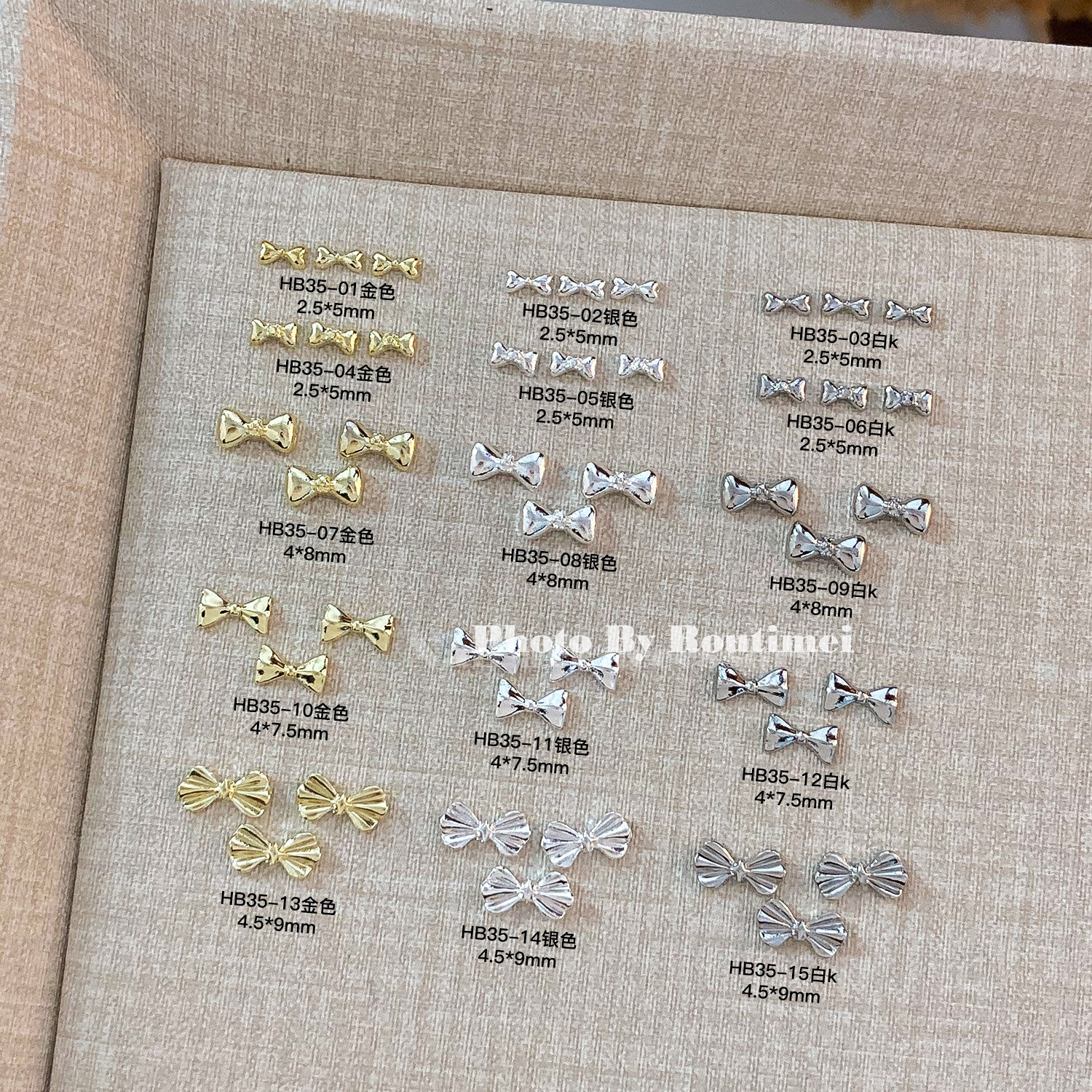 美甲饰品新款合金蝴蝶结系列高级轻奢百搭款式领结蝴蝶结指甲配饰