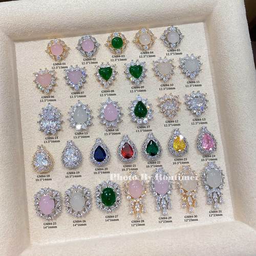 高品奢华锆石美甲饰品爆闪精致爱心玉石水滴钻饰穿戴甲美甲店饰品