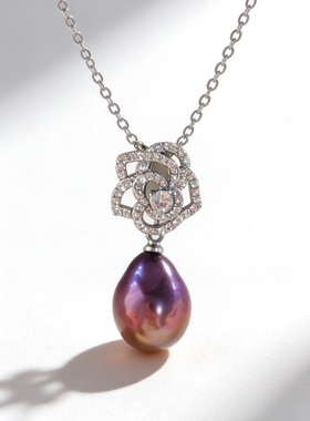 天然淡水珍珠吊坠毕业级妖孽紫彩虹炫紫珠开门红亏本放漏出清孤品