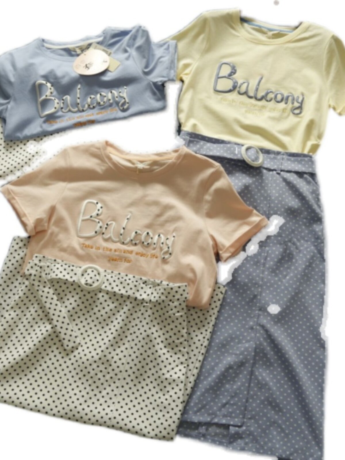 TRENDY SUMMER WOMENS SWEET T-SHIRT + SKIRT SET  SPANDEX COTTON LADIES KNITWEAR LONG SKIRT