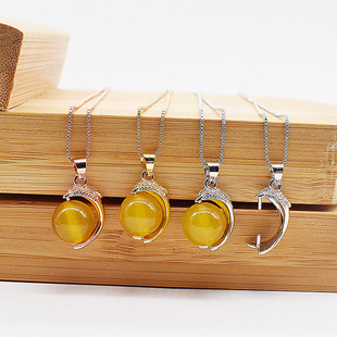 瓜子扣925镀银玉坠夹扣 玉扣扣头平安扣项链扣 吊坠扣卡扣海豚扣