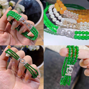 DIY配件925镀银单双排三排珍珠搭扣项链扣毛衣链手链锁扣多排搭扣