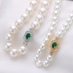 DIY新款珍珠饰品配件豪华T方钻满钻插棒弹簧项链手链连接收尾扣子