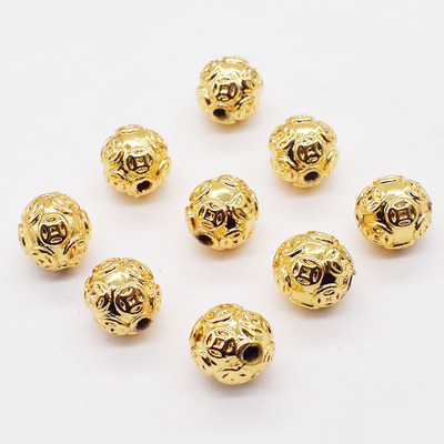 不掉色实心铜钱金珠首饰配件